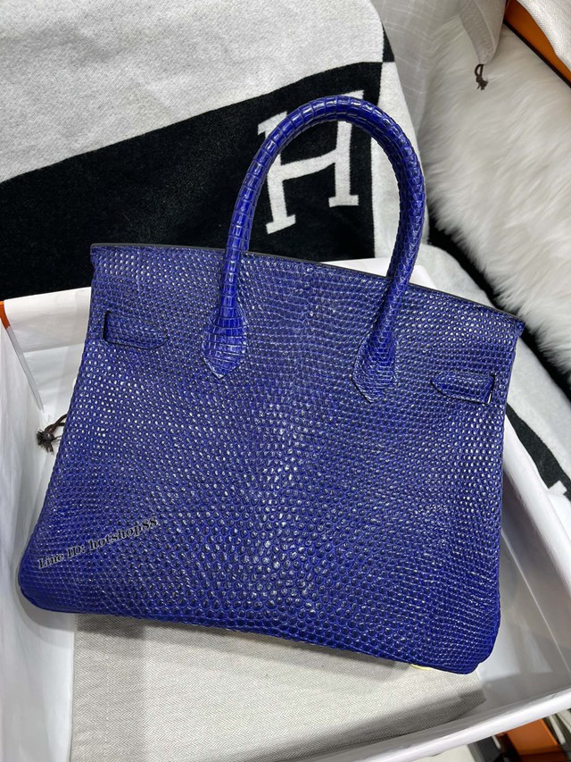 Hermes專櫃鉑金30CM手提女包 愛馬仕進口蜥蜴皮蜜蠟線手工縫製Birkin包 zhh1021